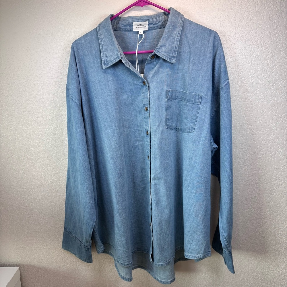 One Wednesday NWT Chambray Button Up Shirt Light Blue Denim - XL